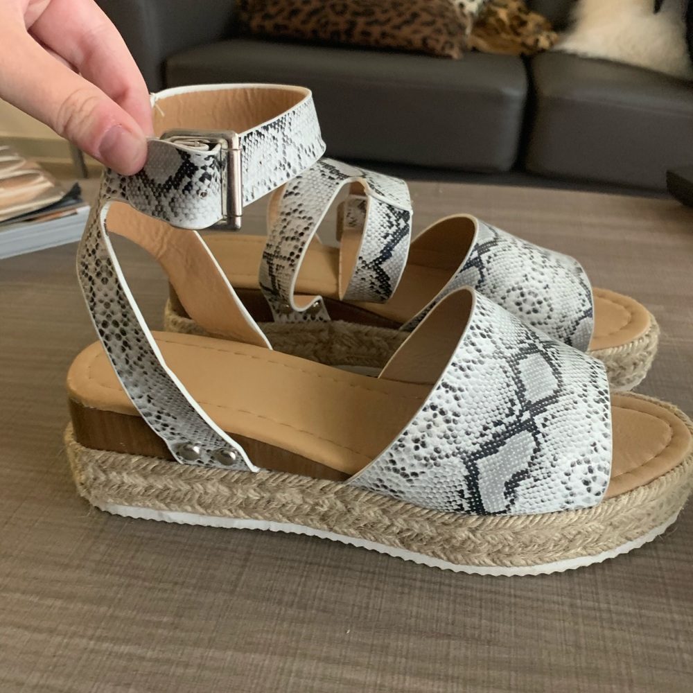 Snakeskin platform sandals